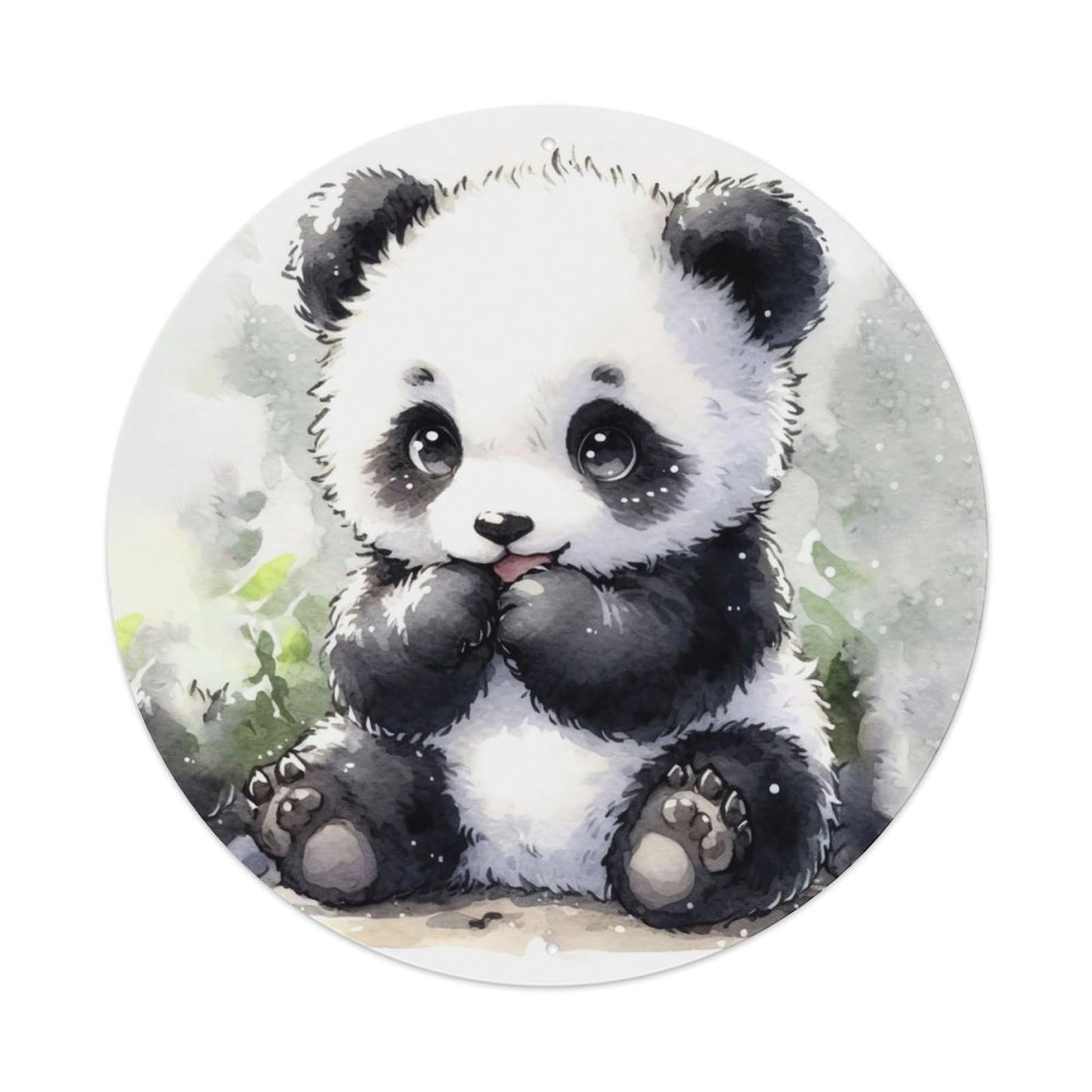 Animal Artwork Cute Little Panda Vintage Metal Tin Sign Plaque Wall Decor for Cafe, Club Bar, Office, Garden Metal Poster 8x8Inch