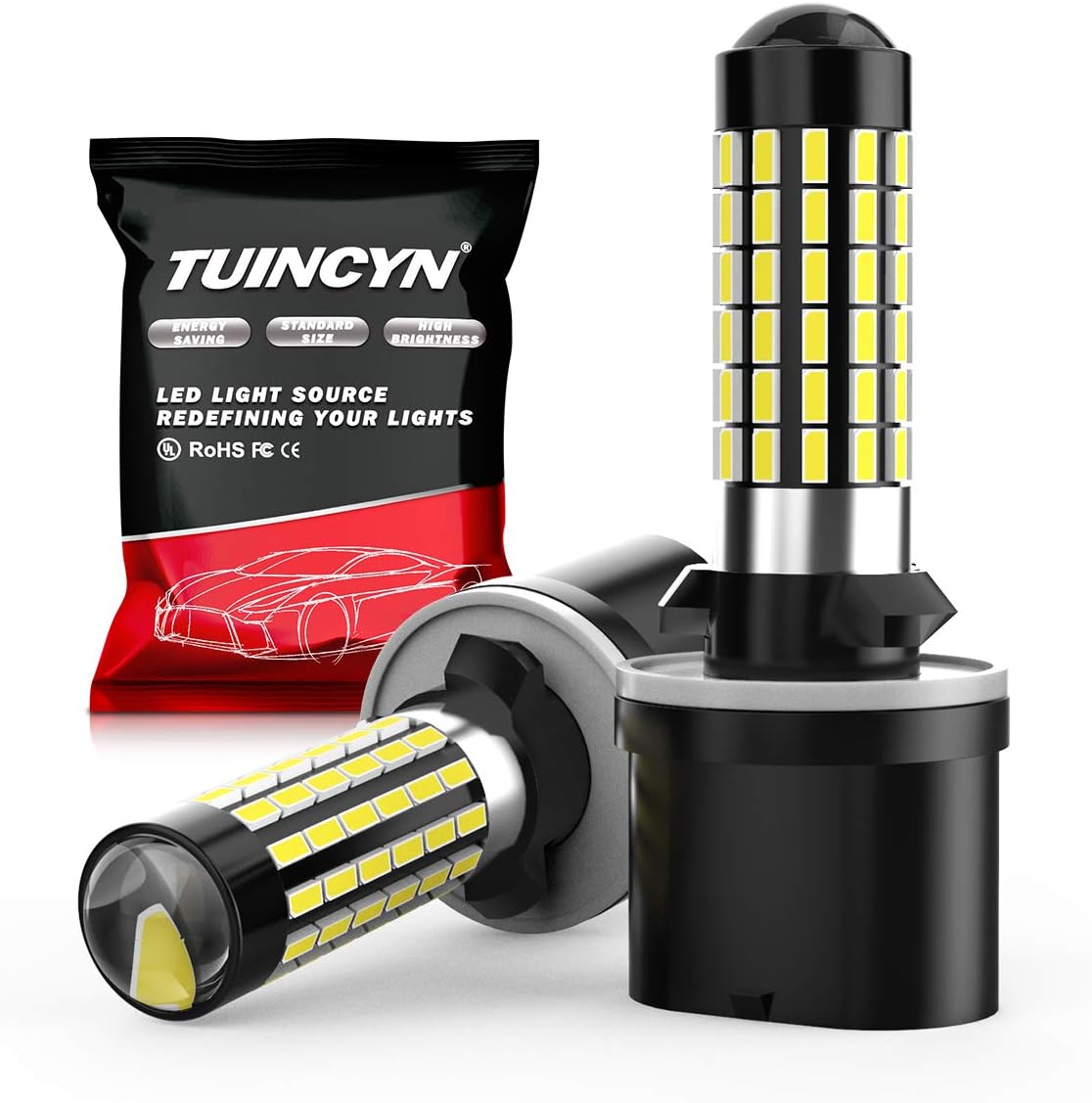 TUINCYN 900 Lumens 3014 78 SMD Leds Super Bright 880 886 890 892 LED Flashlight Daytime Running Light Car Driving Lamp DC 12V-24V 4W2 Pack