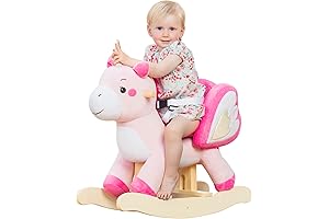 labebe Pink Unicorn Rocking Horse Ride On Toy for 1 Year Old...