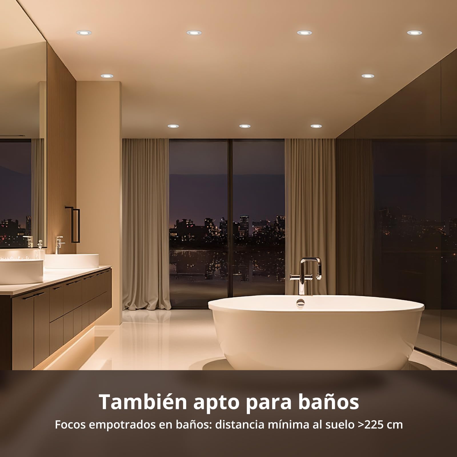 Bojim Focos LED de 230V, planos, regulables, Blanco Cálido 3000K | 5.5 W, 68mm - 80mm, Orificio de Masa, Foco de Techo Orientable, para Cocina Salón Baño, 10 Pack