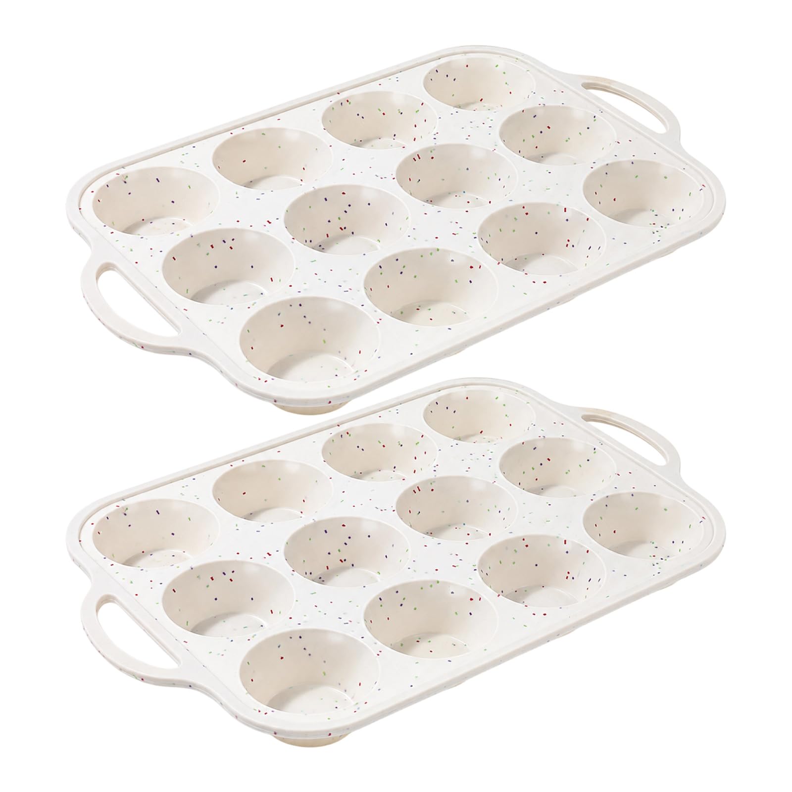 Bandeja para hornear reutilizable, molde para muffins de silicona, juego de 2 piezas de grado alimenticio, molde flexible para magdalenas para fácil limpieza, horno, microondas, refrigerador, de