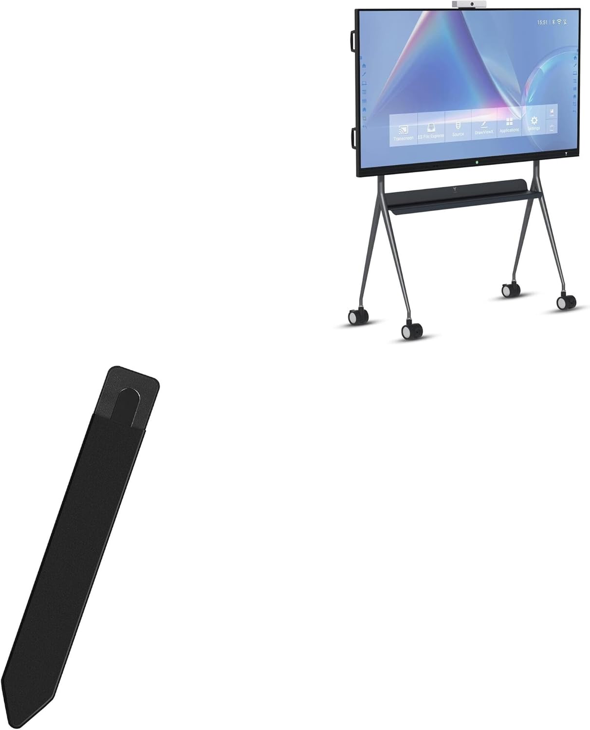 BoxWave Stylus Pouch For Echo Show 15 - Self-Adhesive Pen Holder Carrier In Jet Black | Stylus Storage Solution