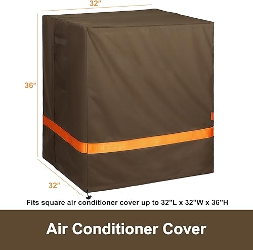 Miniatura 5 de Joyhalo Cubierta de aire acondicionado, cubierta impermeable para unidad exterior, duradera 600D Oxford Ac cubre al aire libre con correas