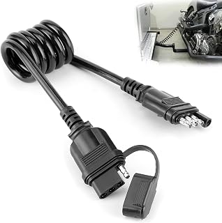 KIMISS 4-Wire Flat Connector, 4-Pin Flat Extension Harness 3ft Waterproof Cover American Style Flexible Coiled Cable Connector for Trailers