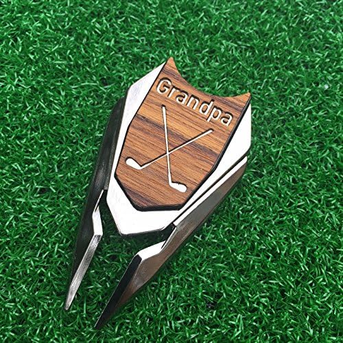 GRANDPA Engraved Golf Gift Divot Tool and Ball Marker in Teak Wood - Dad Personalized Gift, Dad Birthday Gift, Gift for Dad, Gift for Grandfather, Grandfather Christmas Gift, Gift for Granddad