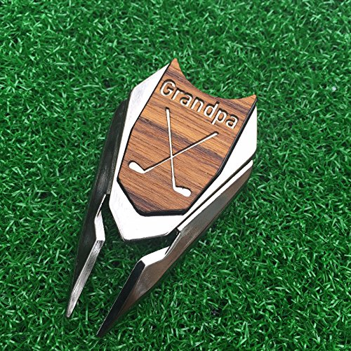 GRANDPA Engraved Golf Gift Divot Tool and Ball Marker in Teak Wood - Dad Personalized Gift, Dad Birthday Gift, Gift for Dad, Gift for Grandfather, Grandfather Christmas Gift, Gift for Granddad