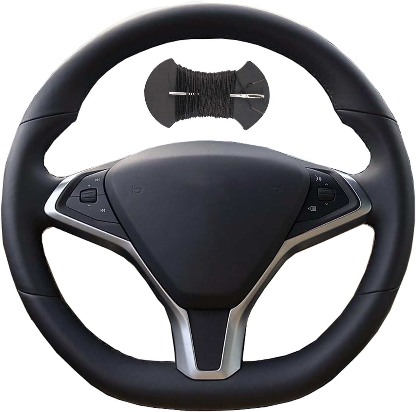 Car Steering Wheel Cover Microfiber Leather Stitch Wheel Wrap Fit for Tesla Model S 2009 2010 2011-2018 Model X 2012 2013 2014 2015 2016 2017 2018,Black