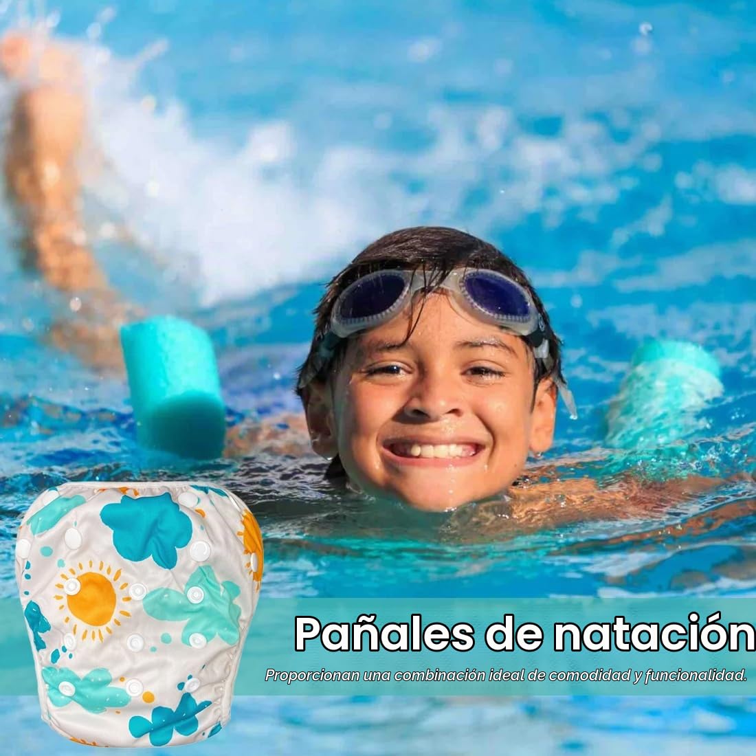 1 pieza Pañales de natación, nuevo, adorable, reutilizable, bañador pañal bebe, pañales piscina bebe, pañal agua para niñas con volantes, para niños pequeños(1-2 años)