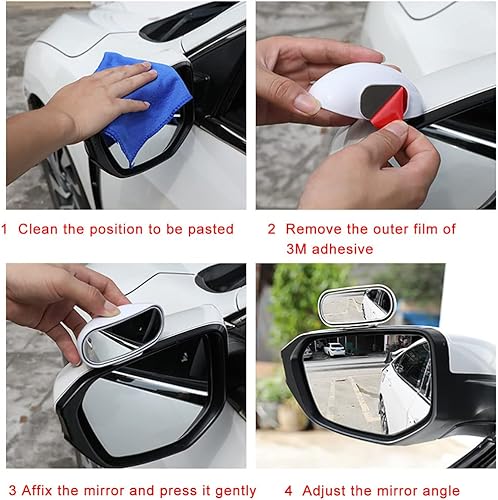 Miniatura 7 de Espejos de punto ciego, espejo retrovisor ajustable, espejos de coche para bebé, adhesivo fuerte de vidrio HD, convexo, se pega en el espejo lateral