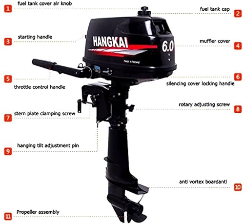 Miniatura 7 de CNCEST Motor fuera de borda Motor de potencia 6 HP 2 tiempos Barco Motor de pesca Barco Motor Motor de refrigeración por agua Sistema de veleros