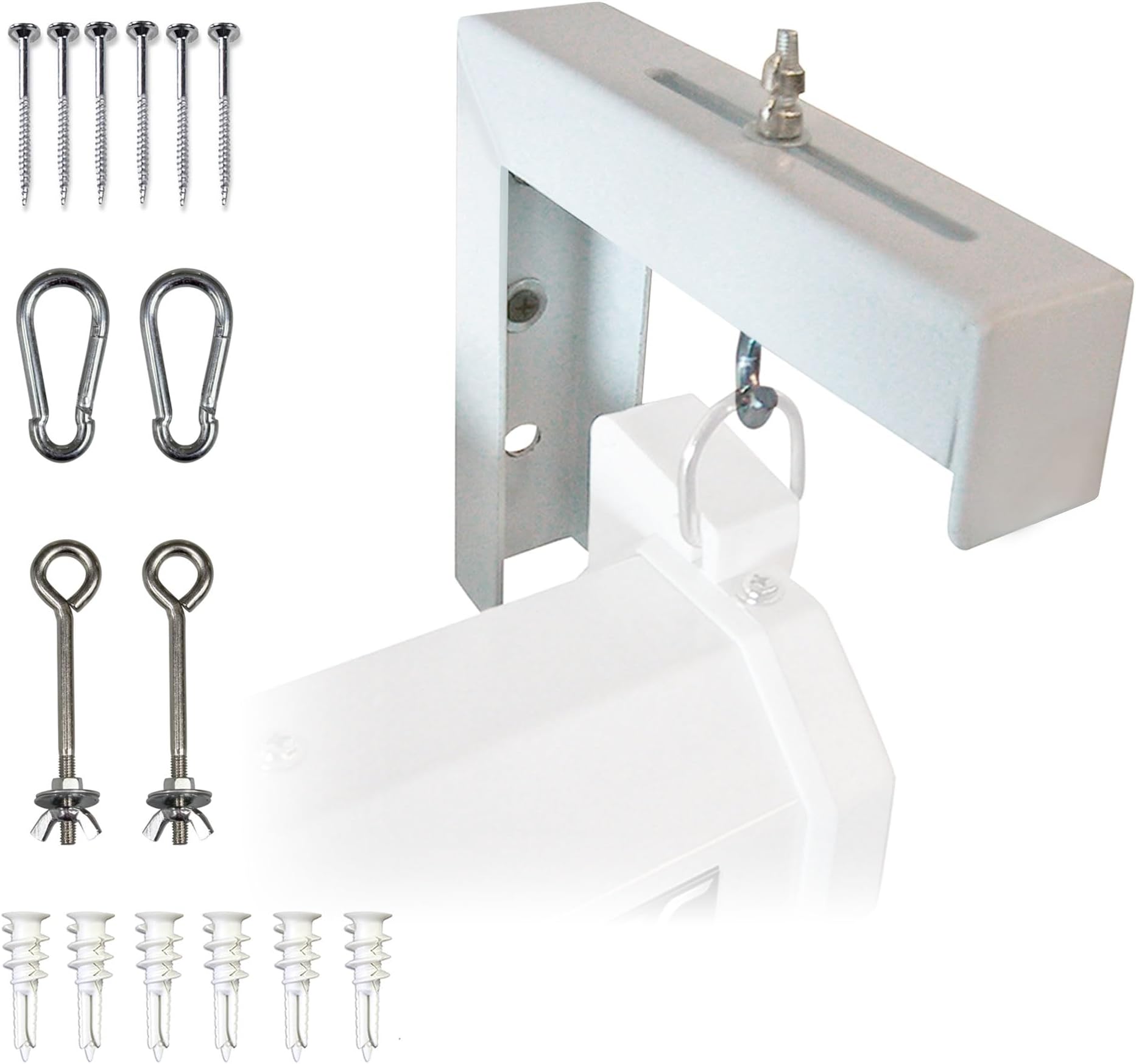 Elite Screens 6" White Projector Screen L-Brackets, Single Metal Welded Construction, Wall or Ceiling Mount - Includes Hooks and Hardware, Model: ZVMAXLB6-W
