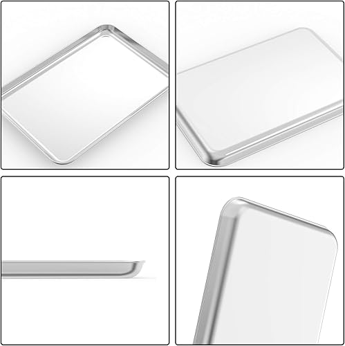 Vista 24 de Juego de bandeja para hornear y estante de enfriamiento, juego de bandeja y estante de acero inoxidable de grado comercial, 12.5 x 10 x 1 pulgadas