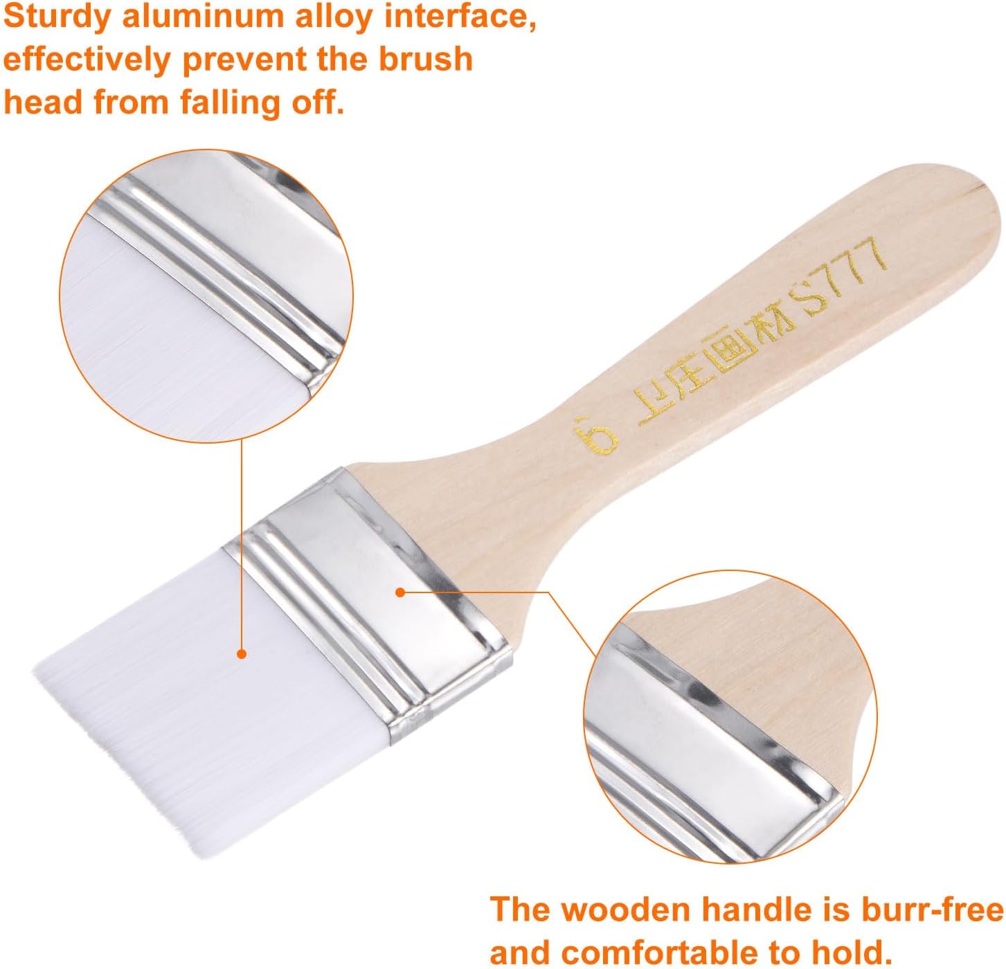 HARFINGTON 20pcs Paint Brushes 1.5" Paint Brush Nylon Flat Wall Paint Brush Soft Bristle with Wood Handle for Painting DIY Latex Paints Furniture Cabinets Fences, White