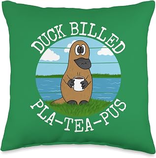Duck Billed Platypus, Pla-Tea-Pus, Australia Funny Throw Pillow
