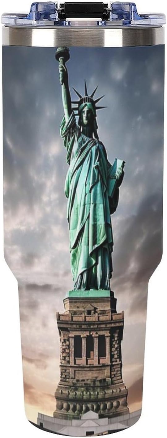 40 Oz Tumbler with Straw And Lid Statue of Liberty Insulated Travel Coffee Mug Stainless Steel Water Bottle Vacuum Insulated Tumblers for Sport Work Car Travel Weekends