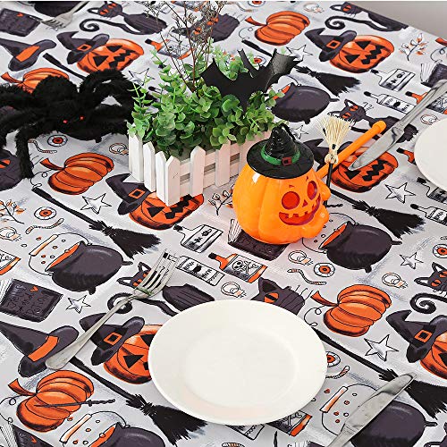 Halloween Decoration Tablecloth 57x84 Inches Waterproof Pumpkin Printed Tablecloth Black Cats Table Cover Halloween Party Supplies