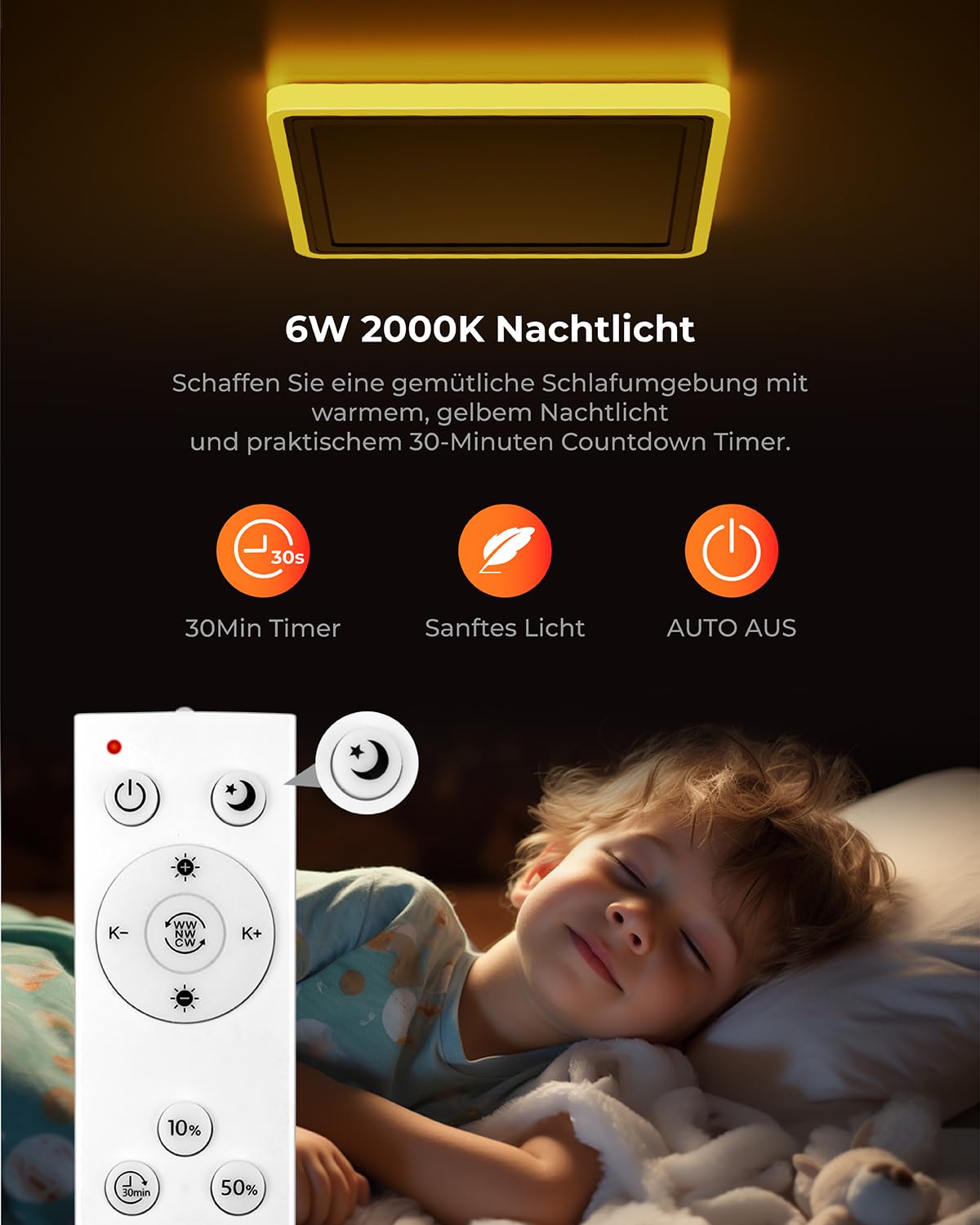 BLNAN Plafonnier LED RGB Dimable avec Télécommande, Lampe Plafonnier 24W avec Changement de Couleur, 3000K-6500K 2400lm, Lampe Carrée Moderne pour Salon, Chambre, Chambre d'Enfant, Blanc, 30x2.5cm