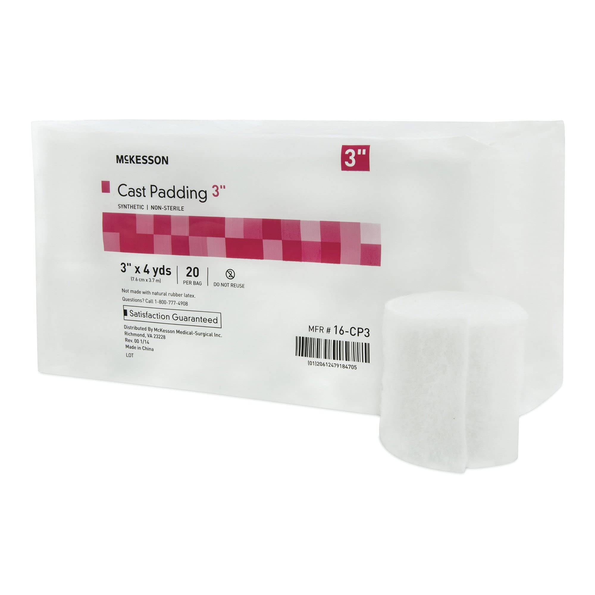 McKesson Cast Padding, Non-Sterile, Polyester, 3 in x 4 yds, 20 Count, 4 Packs, 80 Total