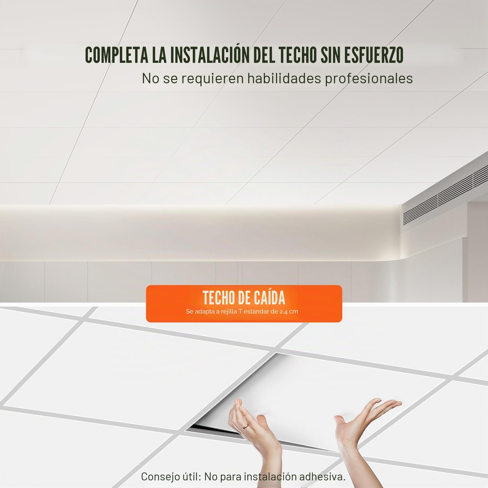 VEVOR Paneles de Techo de Poliestireno 12 Piezas Paneles de Techo de Plástico para Pegar 603x603 mm Instalación Fácil Revestimiento de Techo de Sótano para Decoración del Hogar, Oficina, Blanco