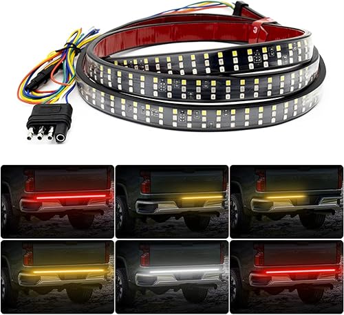Miniatura 7 de Tira de barra de luz LED de triple fila de 48 pulgadas, 360 LED, luces de freno de funcionamiento rojas, luz inversa blanca, luz de señal de giro