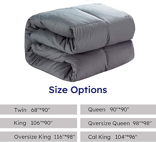 Miniatura 6 de Downcool - Edredón de plumón de ganso y relleno de plumas, individual, cálido medio para todo el año, relleno de edredón acolchado 100% algodón,