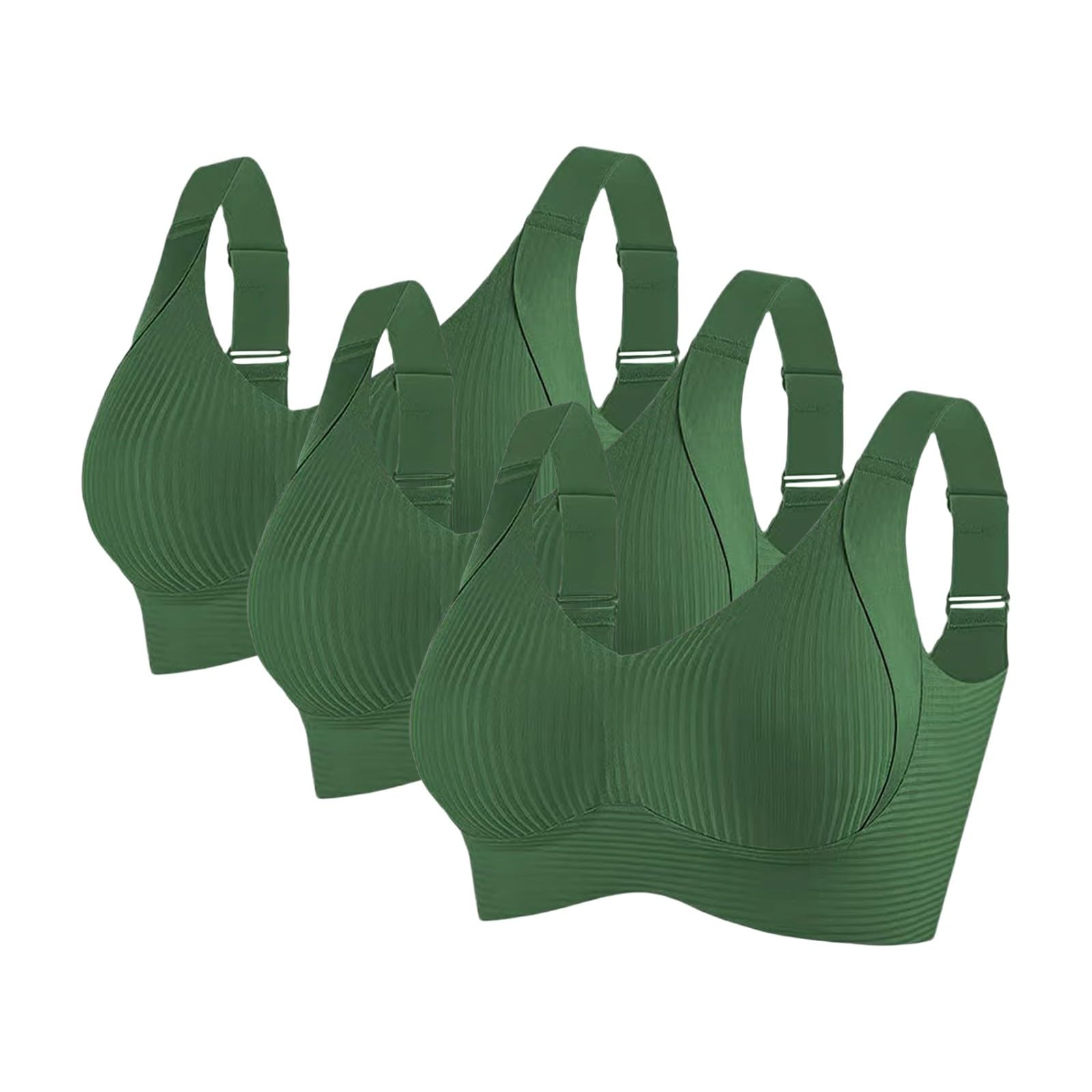 Reggiseni Comfort da Donna UK Sport Push Up Senza Cuciture Confezione da 3 Wireless a Costine Grandi Seni Cadenti Top da Donna Anziani Sport Support Lift Reggiseno Morbido Regolabile Comfort ad Alto
