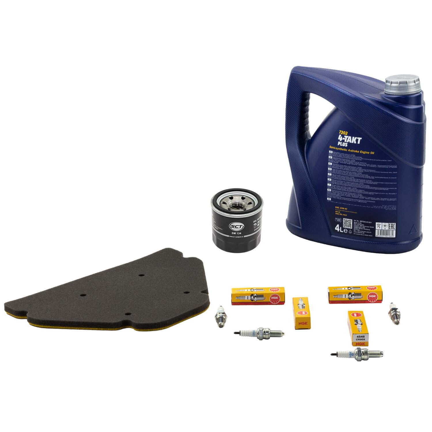 Wartungspaket Öl 4L + Luftfilter + Ölfilter + Zündkerzen für Kawasaki ZX-9R 900 Ninja Baujahr 1998-2003