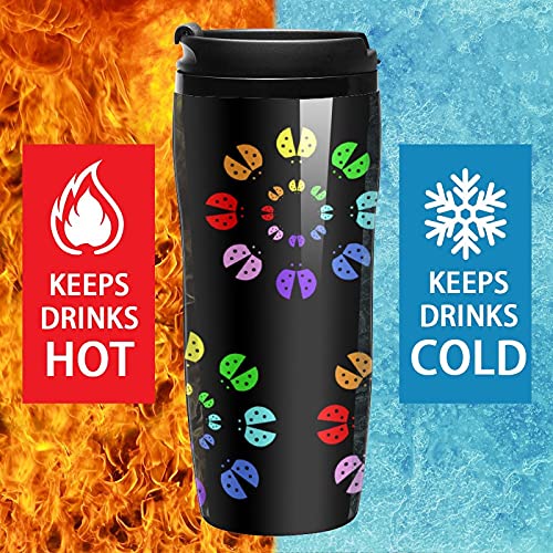 Taza de café de plástico con tapa de doble pared aislada con diseño de patrón de diseño - Imagen 5