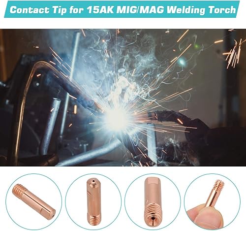 Miniatura 7 de 20 puntas de contacto de cobre, puntas de contacto de soldadura para consumibles de antorcha de soldadura 15AK MIG/MAG (0.039 pulgadas)