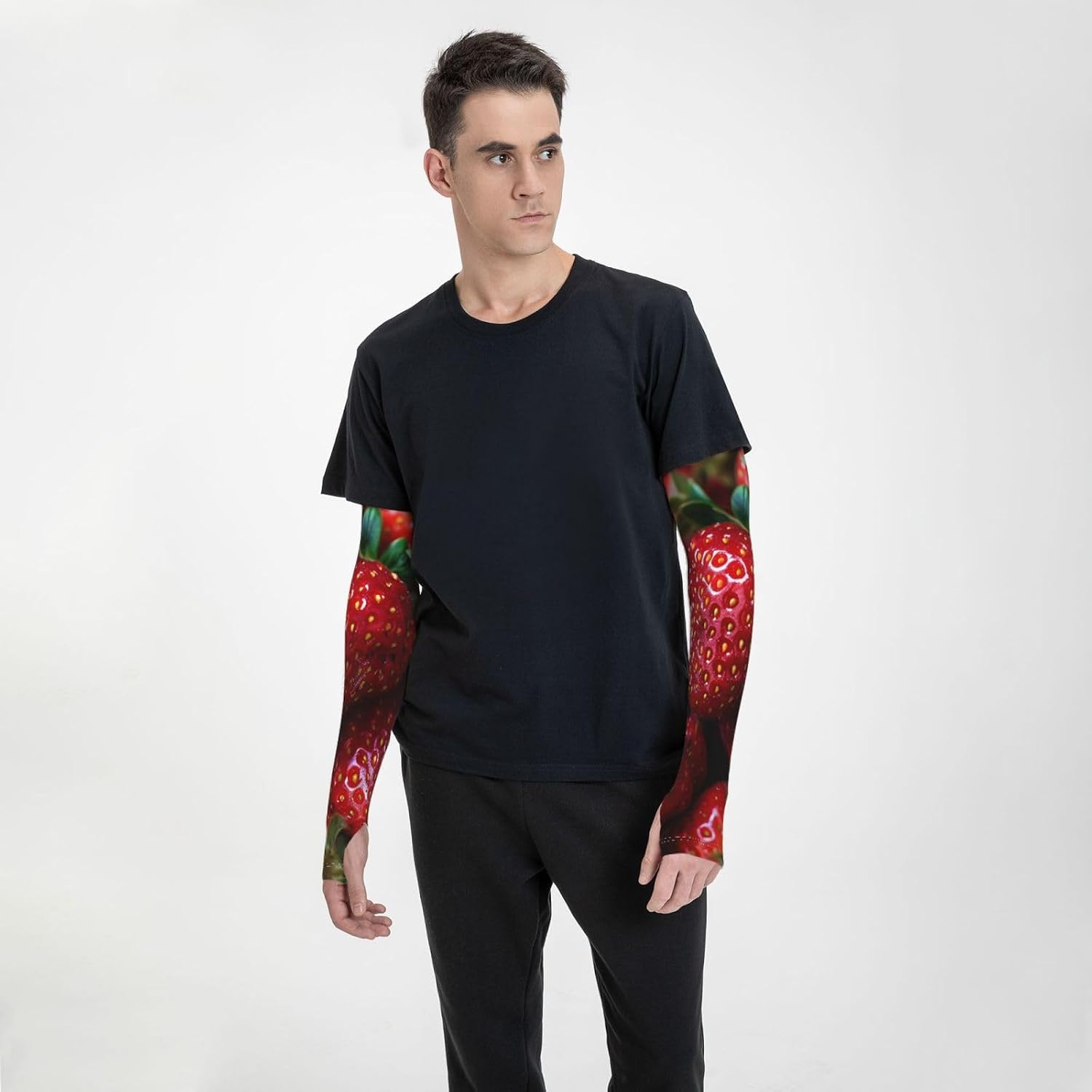 Arm Sleeves Cooling UV Sun Sleeves for Men & Women | Fresh Strawberry Pattern Uv Sleeve Sun Protection Sports Compression Upf 50+|Breathable|Tattoo Cover Up|Outdoor Work
