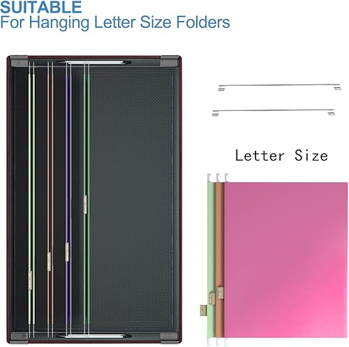 Miniatura 3 de Huolewa Cajas organizadoras de archivos con bolsillo de malla, juego de 2, cajas organizadoras de archivos colgantes para archivos y carpetas de