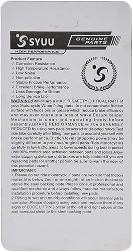 Miniatura 6 de SYUU - Pastillas de freno de metal sinterizado para motocicleta delantera y trasera para Yamaha MT-07 MT-09 MT-10 2014 2015 2016 2017 2018 FZ1 Fazer