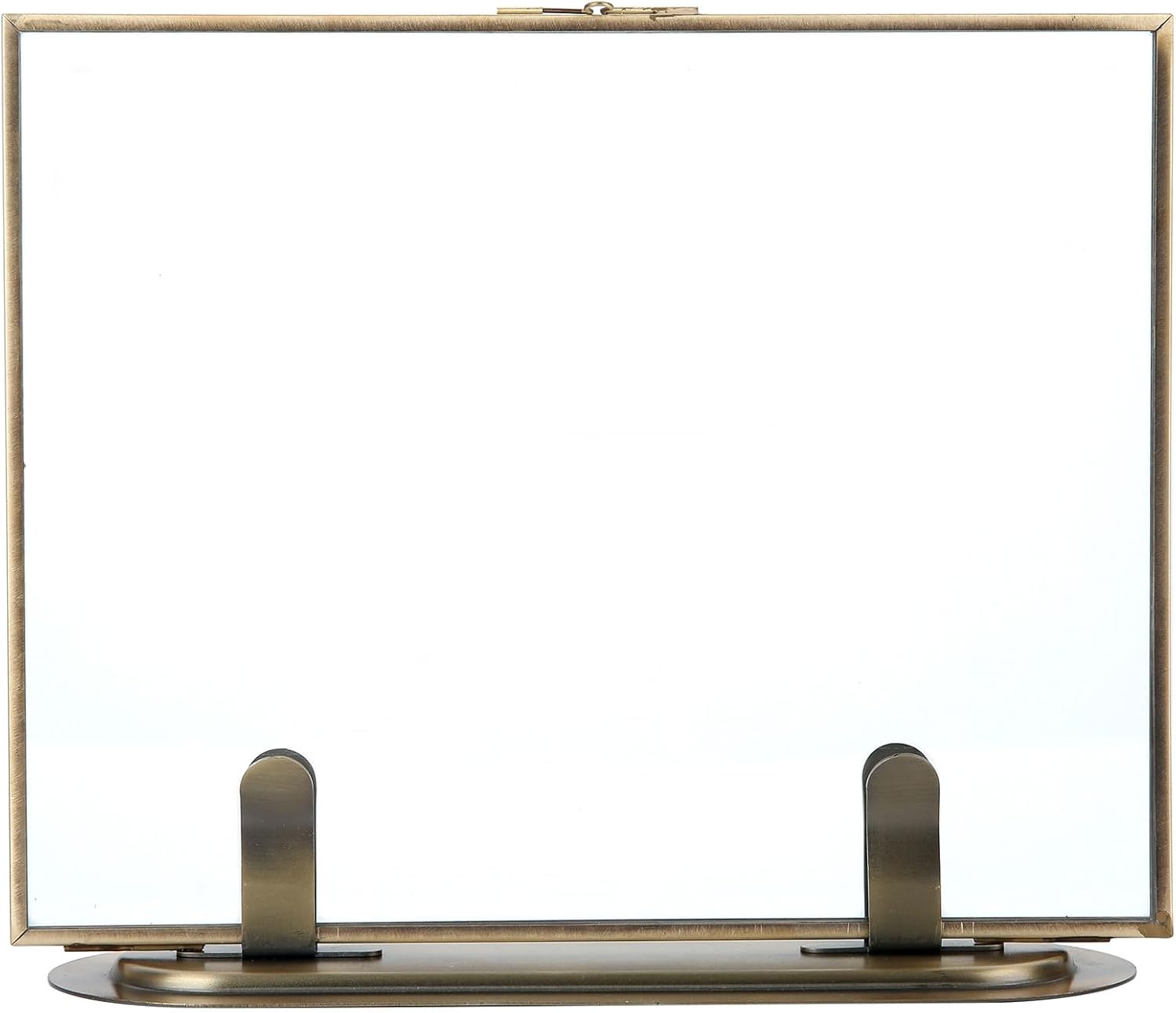 5x7 Brass Floating Frame Vintage Gold Picture Frames, Double Glass Pressed Flower Frame with Metal Stand, Tabletop Shelf Photo Frame Decor for Wedding Home Office