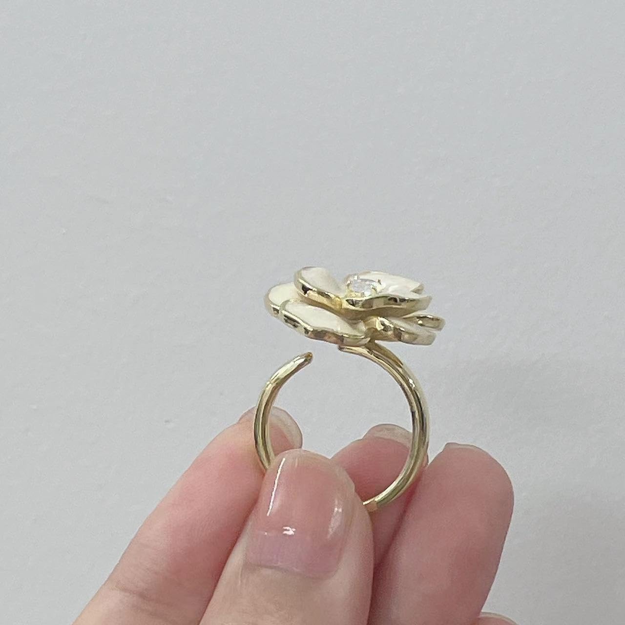 Kokoma Elegant Camellia Flower Ring for Women CZ Diamond Floral Statement Ring Open Wrap Finger Band Wedding Anniversary Promise Rings Dainty Jewelry - Image 6