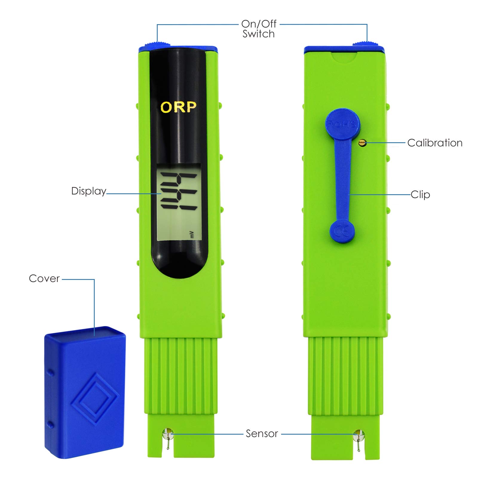 Testeur de potentiel d'oxydation, de type stylo numérique pour aquariums, piscines, systèmes de traitement de l'eau, aquaculture, spa
