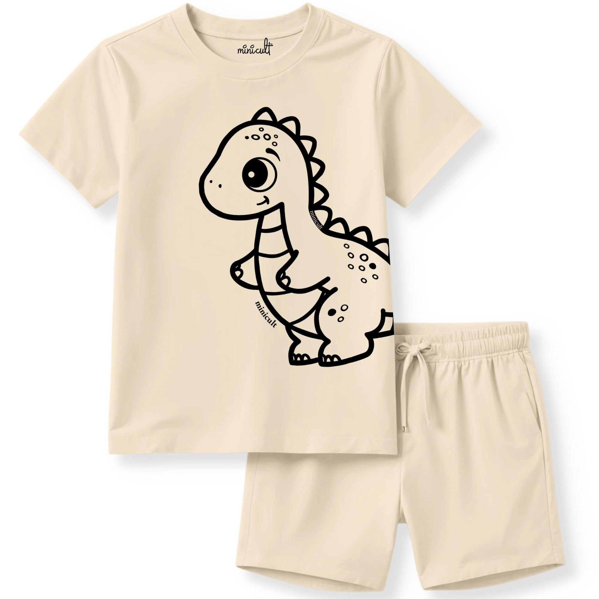 minicult Matching CottonTshirt and Shorts coords with cute animal Prints(Dino Combo 2)(Pack of 2)(2-3 Years) - Image 4 thumbnail