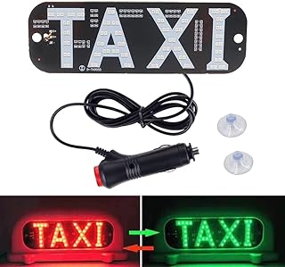 YSY Taxi Sign, LED Light Logo,on Car Window with DC12V Car Charger Inverter for Rideshare Driver Taxi Light up Sign (Red and Green, Switch Cigarette Lighter)