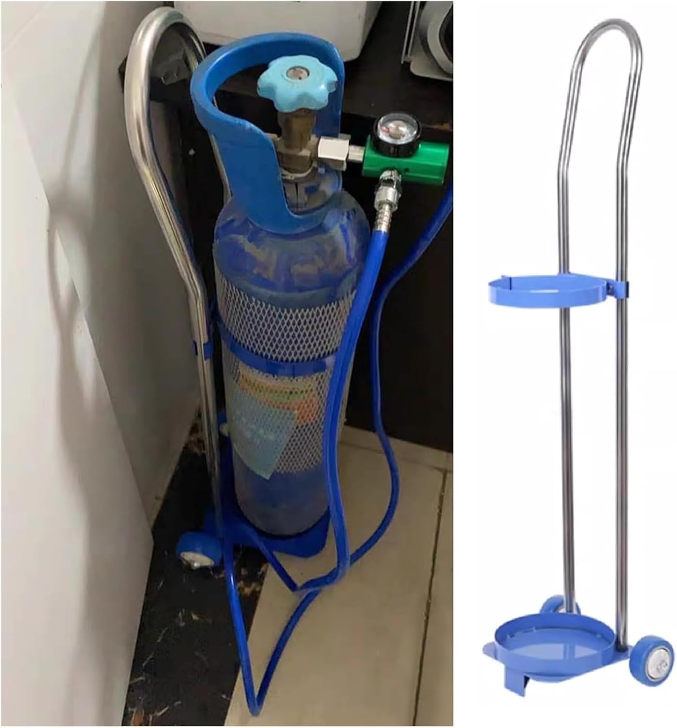 OWOHYG Mobile Metal Cylinder Rack Fixed Cylinder Rack Portable Oxygen Cylinder Rack.37.4 in/95cm(15L)