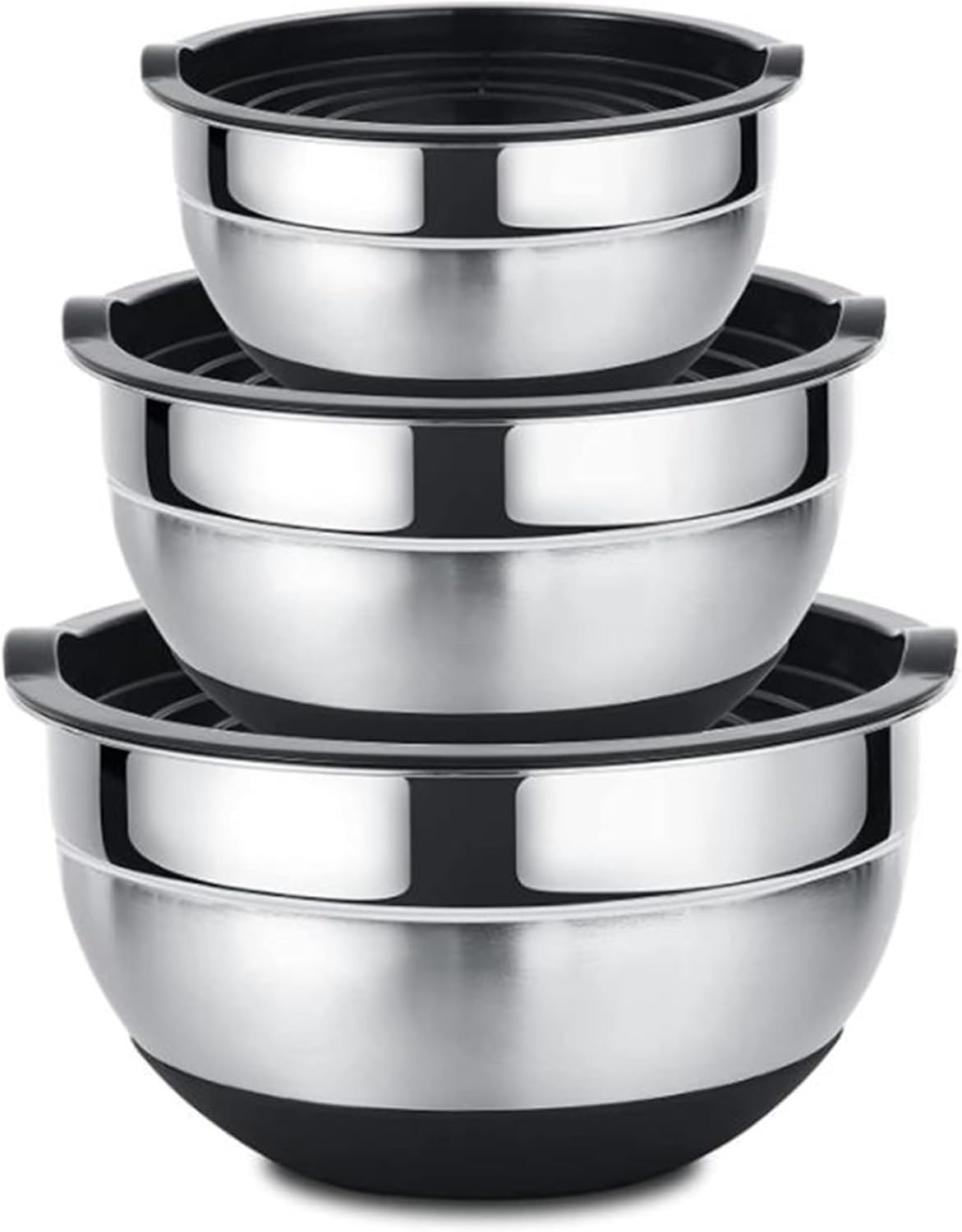 Stainless Steel Mixing Bowls Salad Bowl Non-Slip Stackable Serving Bowl with Airtight Lids, for Kitchen Cooking Baking