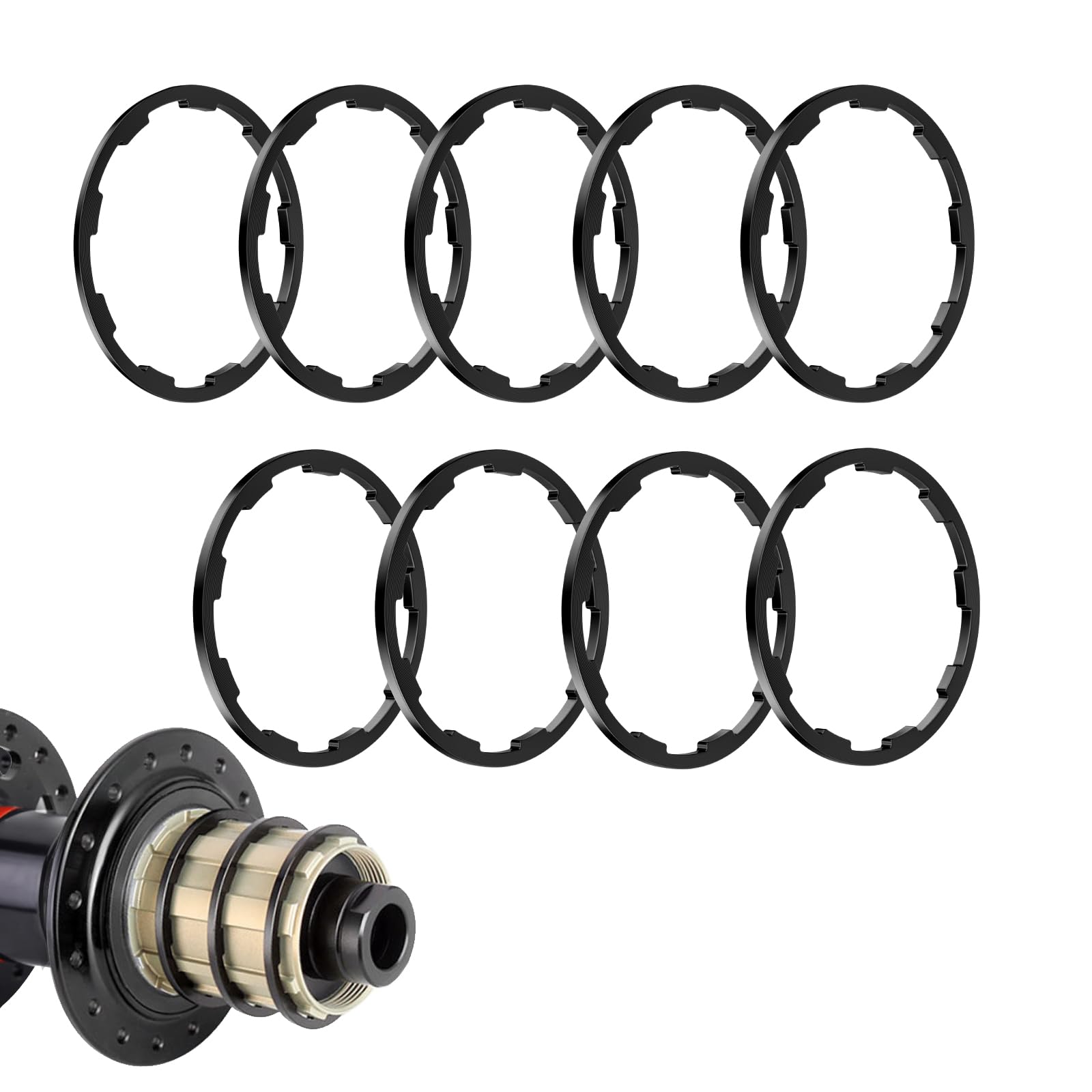 Pawfly Kit 9 Pezzi Distanziali per Cassetta Bici, Rondella Mozzo in Lega di Alluminio per Cassette 7/8/9/10/11 Velocità, 6 Misure – 1/1.5/1.85/2/2.18/2.35mm, Guarnizione Cassetta per MTB e Bici da Str