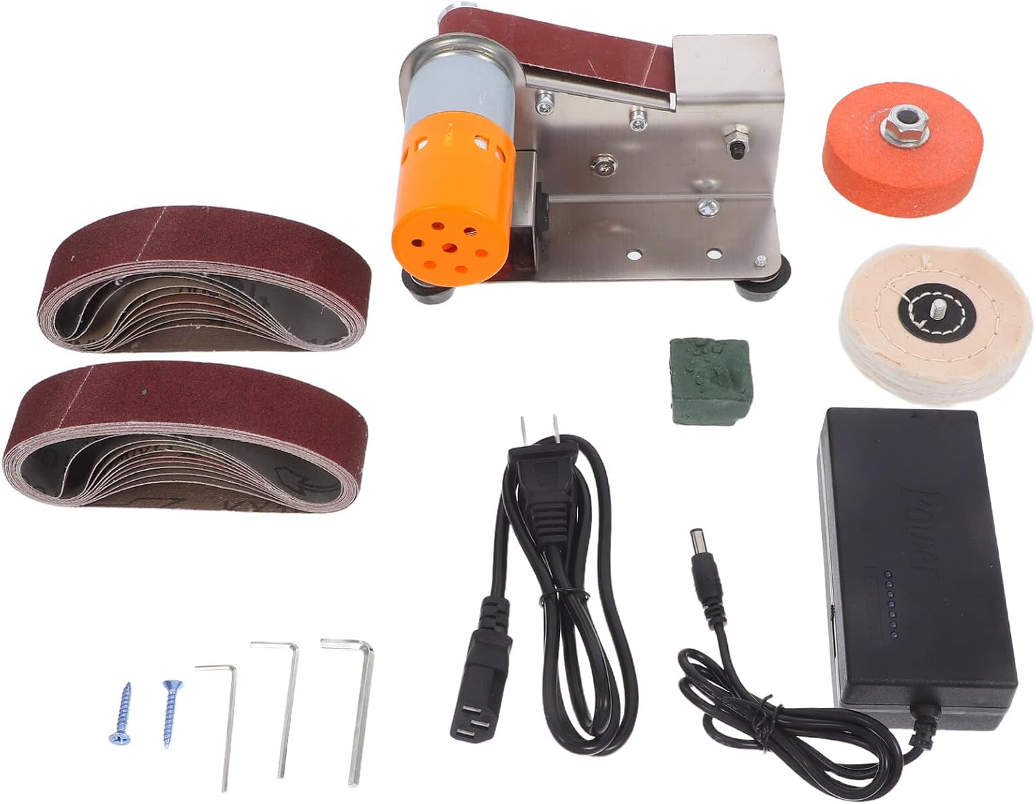 Mini Electric Belt Sander and Polisher Portable Small Sand Belt Machine and Grinding Wheel for DIY Model Making and Edge Deburring