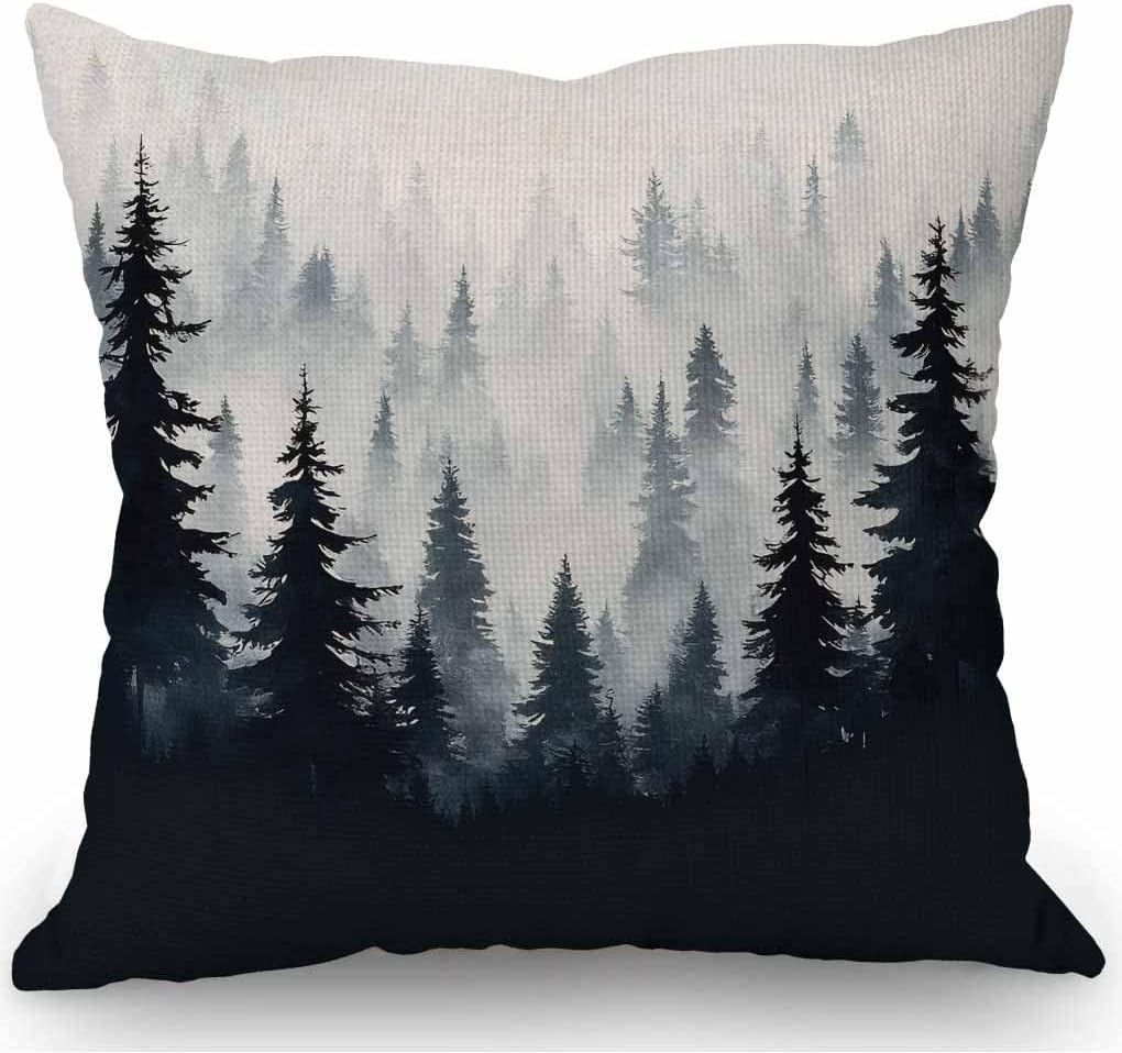 SSOIU Watercolor Mountain Throw Pillow Covers Farmhouse Decorative Square Pillow Covers 18x18 Inches for Farmhouse Home Decor