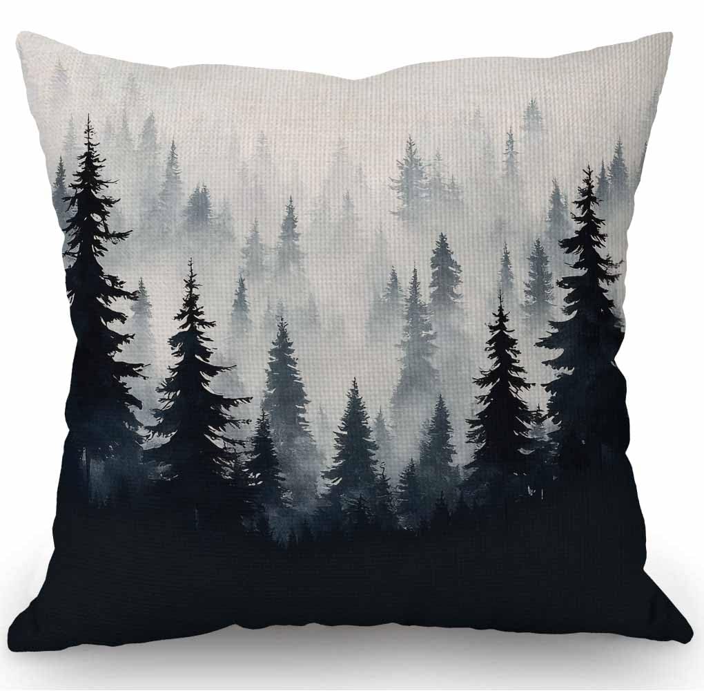 SSOIU Watercolor Mountain Throw Pillow Covers Farmhouse Decorative Square Pillow Covers 18x18 Inches for Farmhouse Home Decor