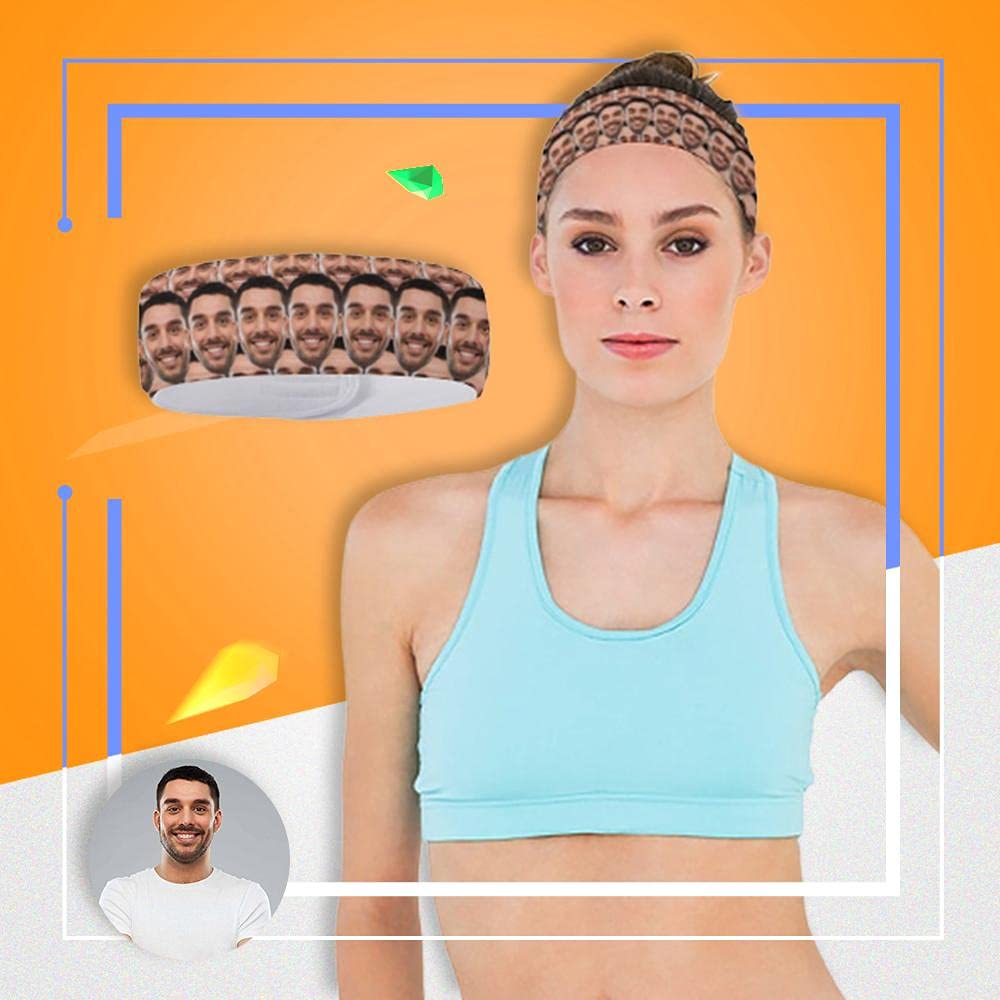 InterestPrint Custom Face Sports Headband for Girls, Personalized Team Sports Headbands Stretch Headband Hair Band