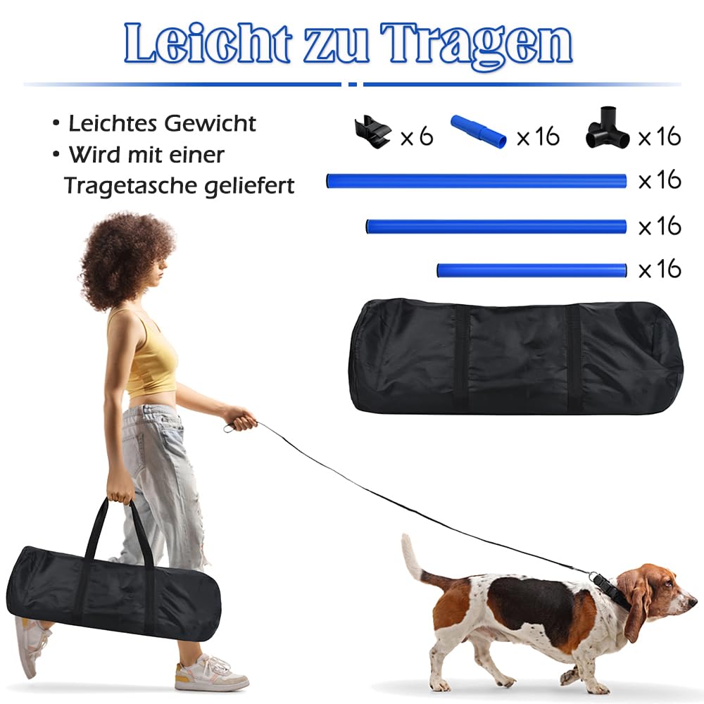 NAIZY 4-er Agility Hürdenset PVC Slalom Haustier höhenverstellbar Trainingsstangen Sprungstangen-Set für Hunde Katzen konditionelles Training Sprungkraft, Beweglichkeit - Grün