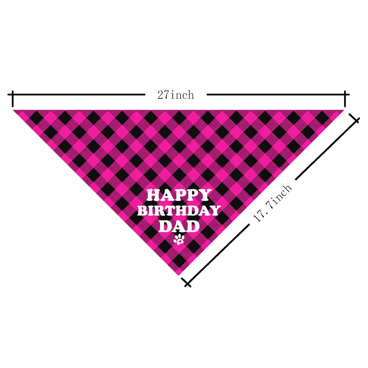 Happy Birthday Dad Hund Bandana | Klassischer Plaid Druck | 63,5x43,2 Cm | Flanell Stoff