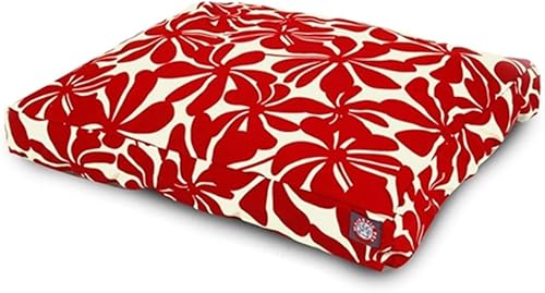 Majestic Pet Products - Cama rectangular mediana para perros con funda extraíble y lavable para interiores y exteriores, color rojo