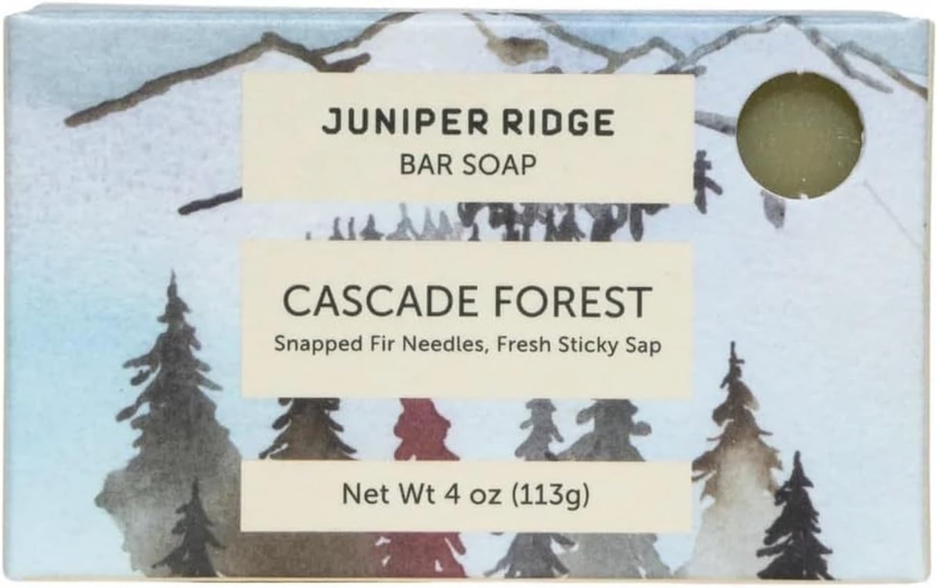 JUNIPER RIDGE Cascade Forest Bar Soap - Cold Processed Mild Castile Soap - Plant Based Ingredients & Steam Distilled Essential Oils - Paraben, Phthalate, Dye, Cruelty, & Preservative Free - 4oz Bar