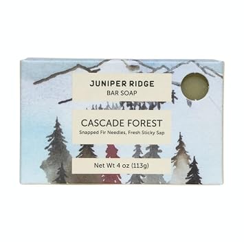 JUNIPER RIDGE Cascade Forest Bar Soap - Cold Processed Mild Castile Soap - Plant Based Ingredients & Steam Distilled Essential Oils - Paraben, Phthalate, Dye, Cruelty, Preservative Free - 4oz Bar
