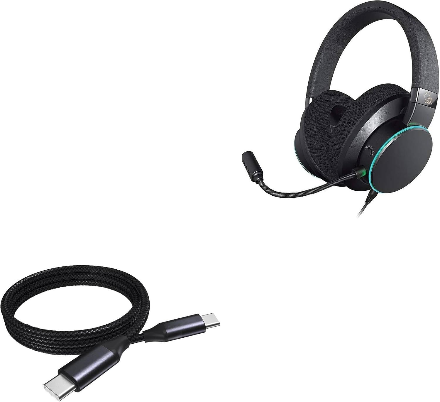 BoxWave Cable Compatible with Creative Labs SXFI Air C - DirectSync PD Cable (3ft) - USB-C to USB-C (100W), Type C Braided Charge and Fast Sync - Jet Black